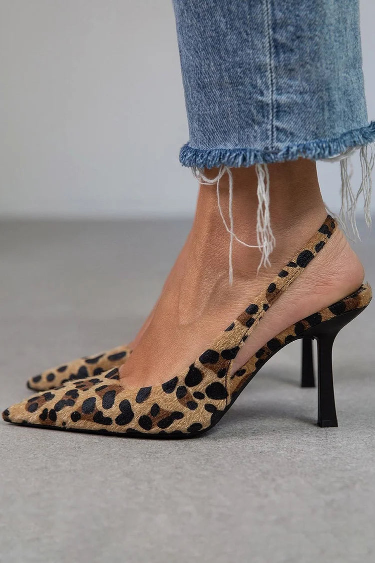 Avery™ | Zapatos de tacón estilo Orsay con estampado de leopardo