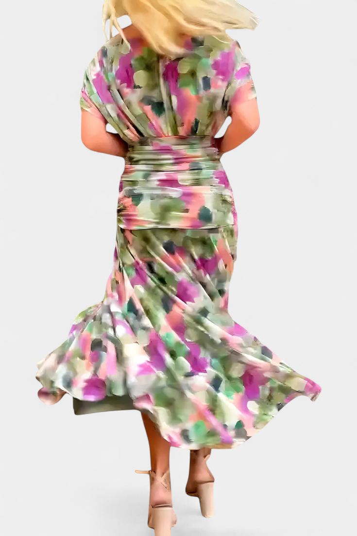 Camille – Vestido midi drapeado cruzado