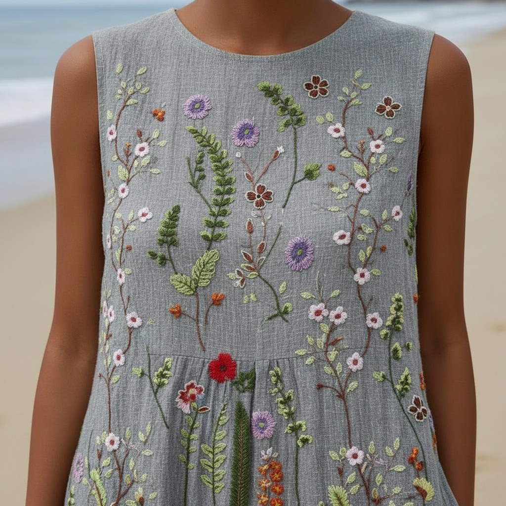 Klara | Vestido midi con flores silvestres