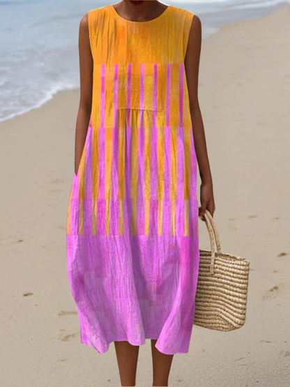 Lucy | Vestido midi de rayas Sunset
