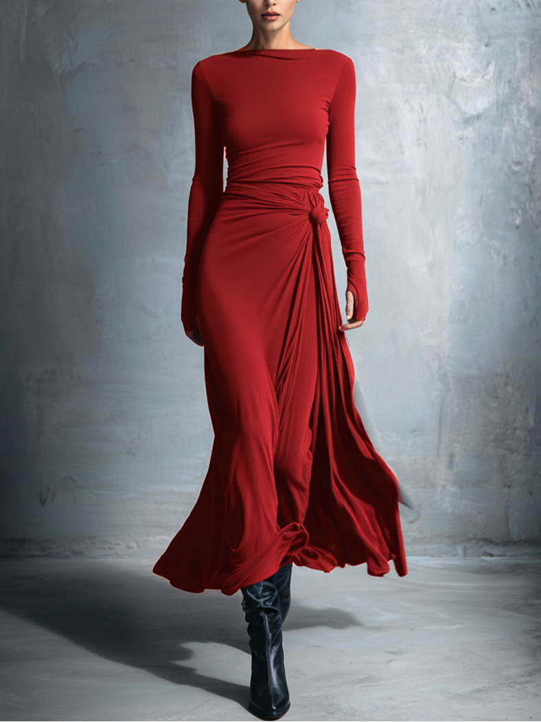 Alba | Vestido largo envolvente con nudo lateral
