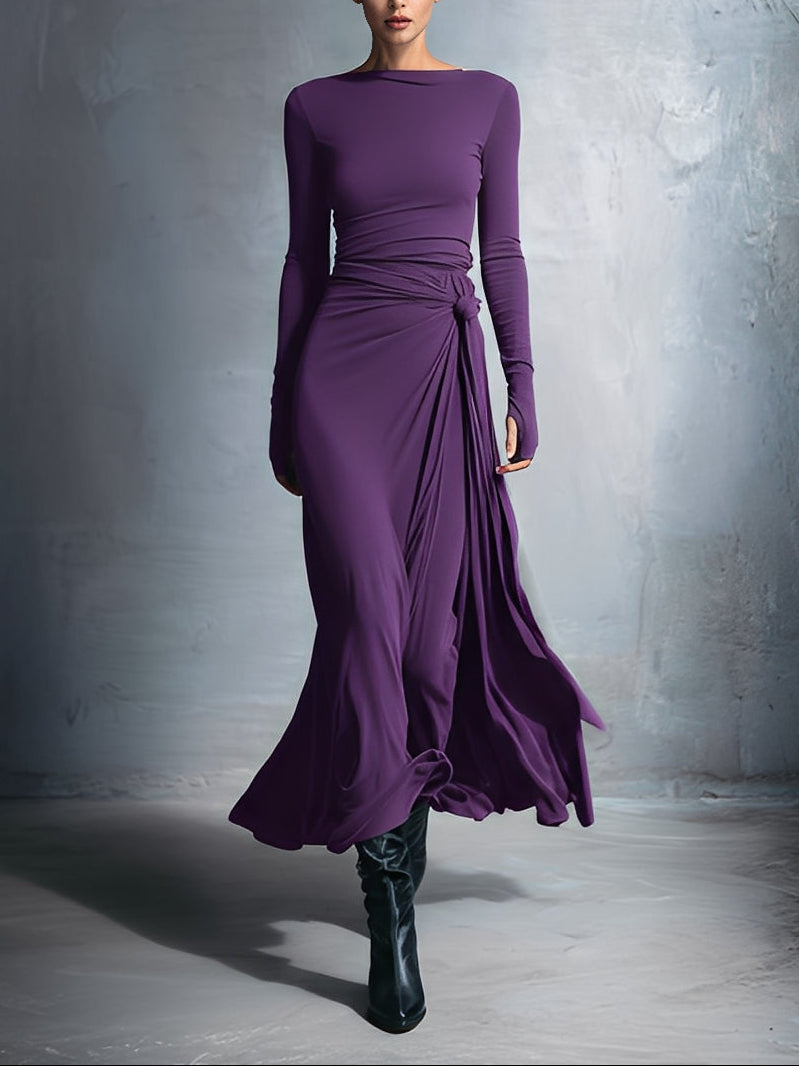Alba | Vestido largo envolvente con nudo lateral