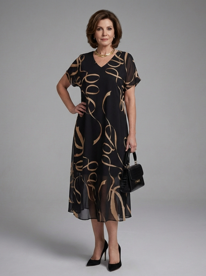 Adele – Vestido midi fluido con estampado abstracto