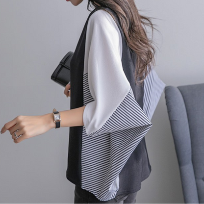Sofía - Blusa bicolor con mangas amplias para un look elegante