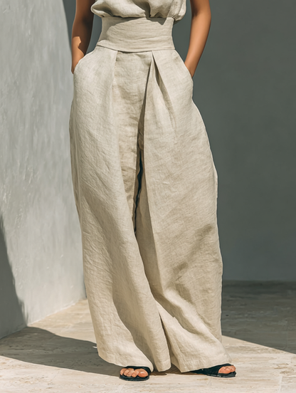 Lili - Conjunto minimalista de algodón con top sin mangas y pantalón amplio