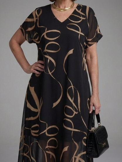 Adele – Vestido midi fluido con estampado abstracto