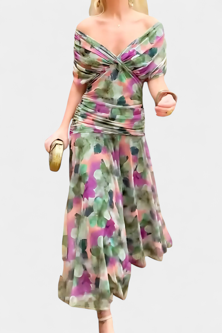 Camille – Vestido midi drapeado cruzado