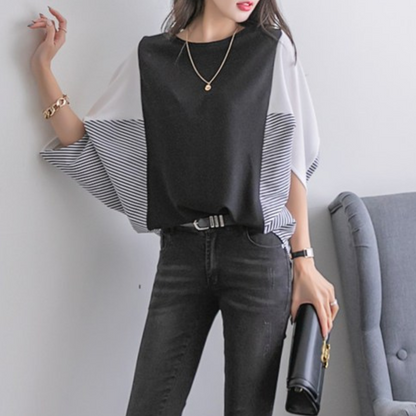 Sofía - Blusa bicolor con mangas amplias para un look elegante