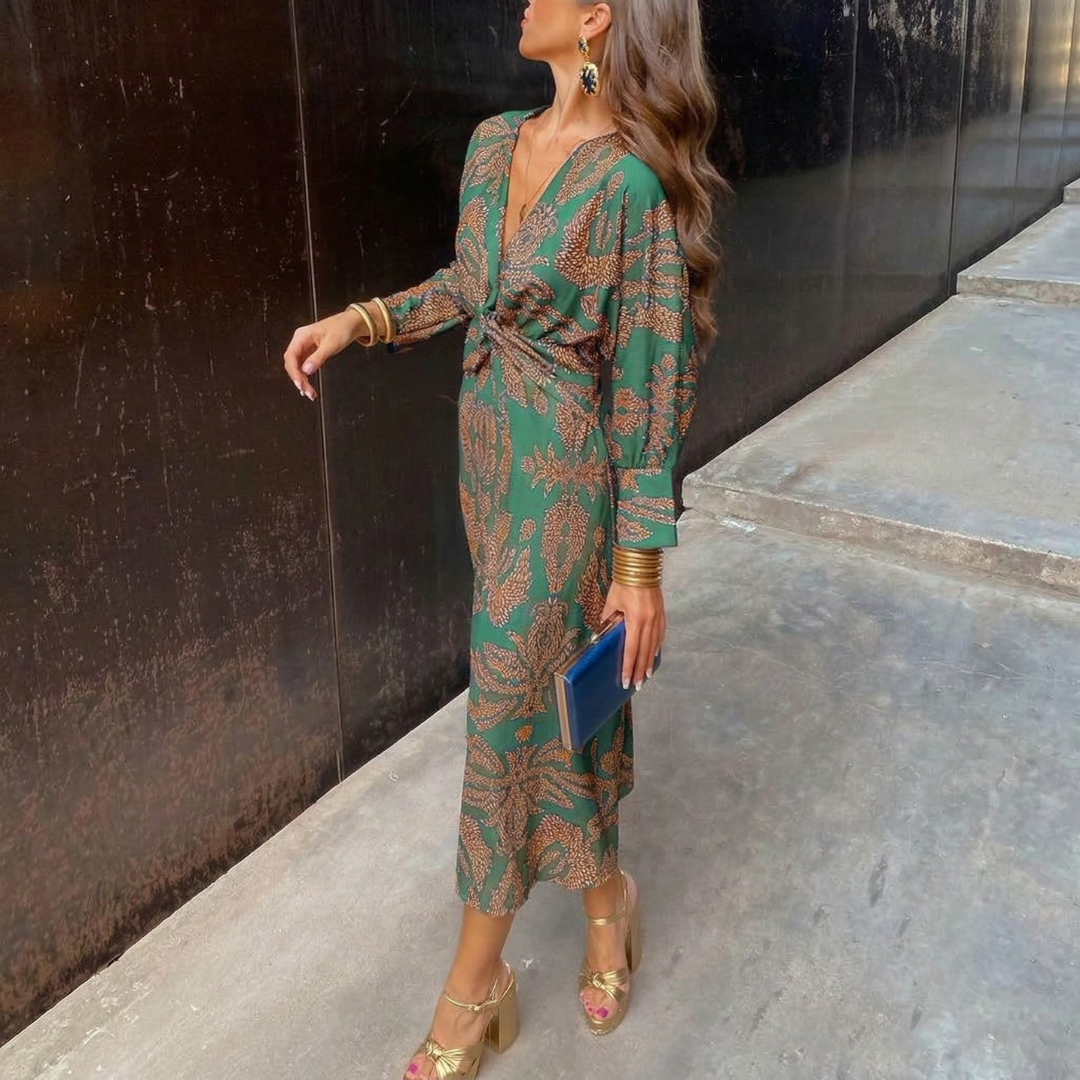 Isadora – Vestido midi con estampado artístico