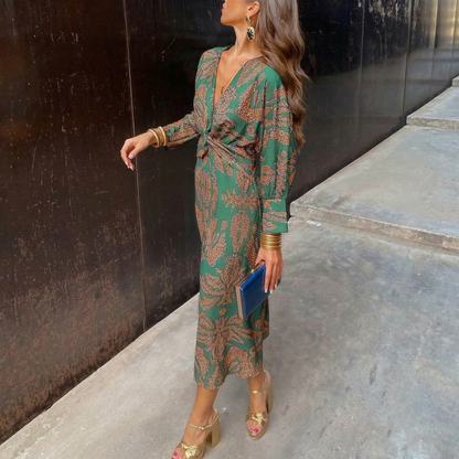 Isadora – Vestido midi con estampado artístico