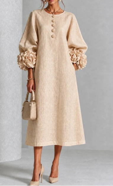 Ivy | Vestido midi con puños florales