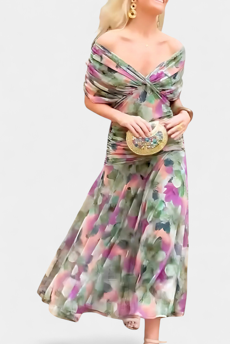 Camille – Vestido midi drapeado cruzado