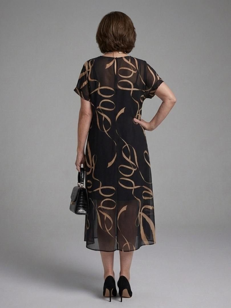 Adele – Vestido midi fluido con estampado abstracto