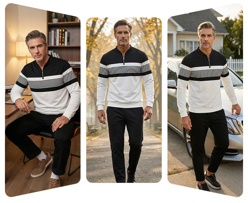 Conjunto de hombre: jersey con estampado gráfico y pantalón.