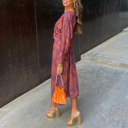 Isadora – Vestido midi con estampado artístico
