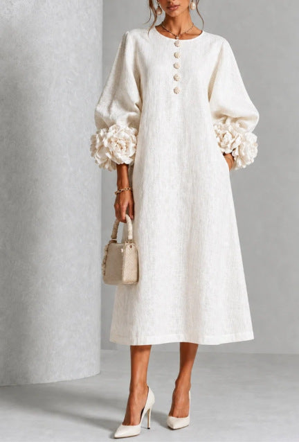 Ivy | Vestido midi con puños florales