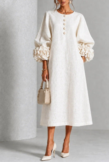 Ivy | Vestido midi con puños florales