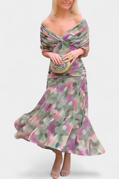 Camille – Vestido midi drapeado cruzado