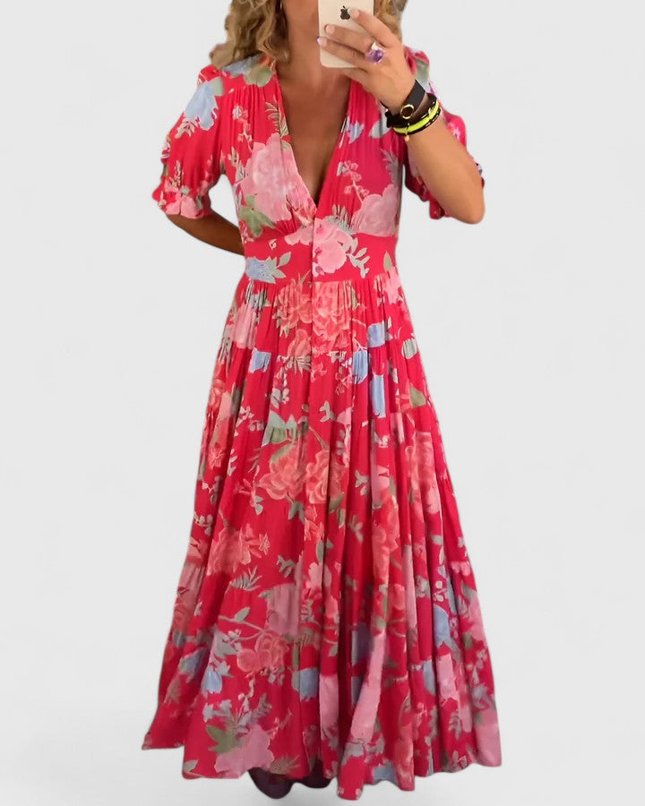 Minelda – Vestido midi fluido con estampado delicado