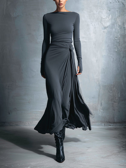 Alba | Vestido largo envolvente con nudo lateral