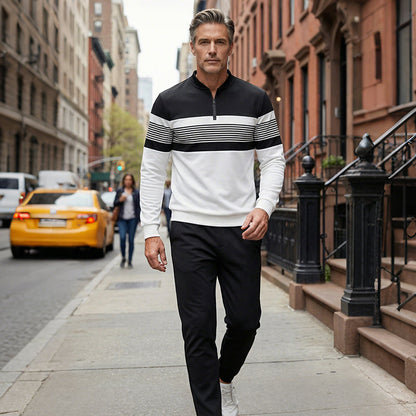 Conjunto de hombre: jersey con estampado gráfico y pantalón.