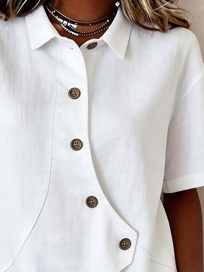 Carmen - Blusa asimétrica elegante de manga corta