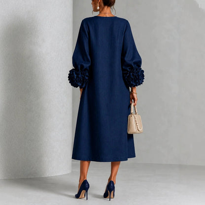Ivy | Vestido midi con puños florales