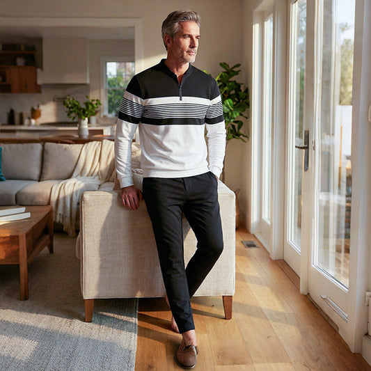 Conjunto de hombre: jersey con estampado gráfico y pantalón.