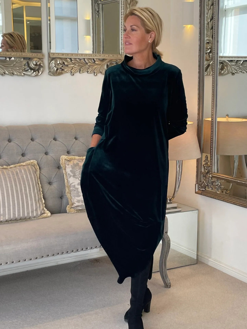 Verónica - Vestido de invierno de terciopelo suave y caída fluida