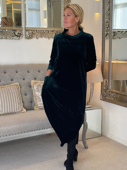 Verónica - Vestido de invierno de terciopelo suave y caída fluida