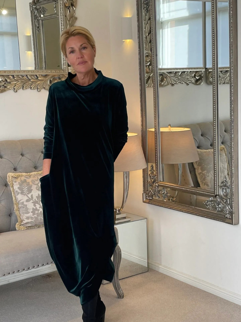 Verónica - Vestido de invierno de terciopelo suave y caída fluida