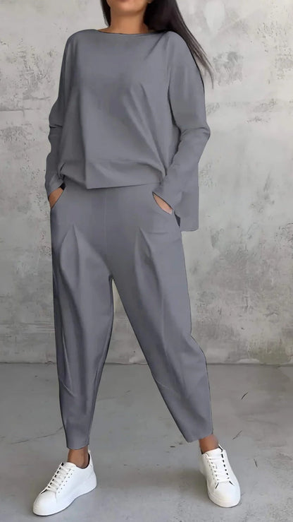 Aurora - Conjunto elegante y casual para mujer con blusa y pantalones cómodos