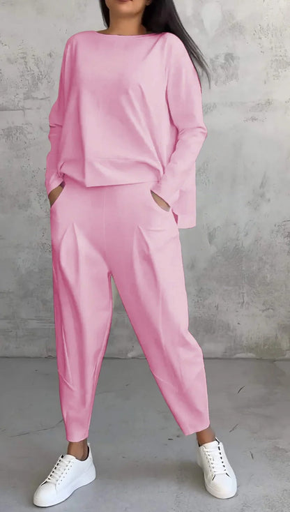 Aurora - Conjunto elegante y casual para mujer con blusa y pantalones cómodos