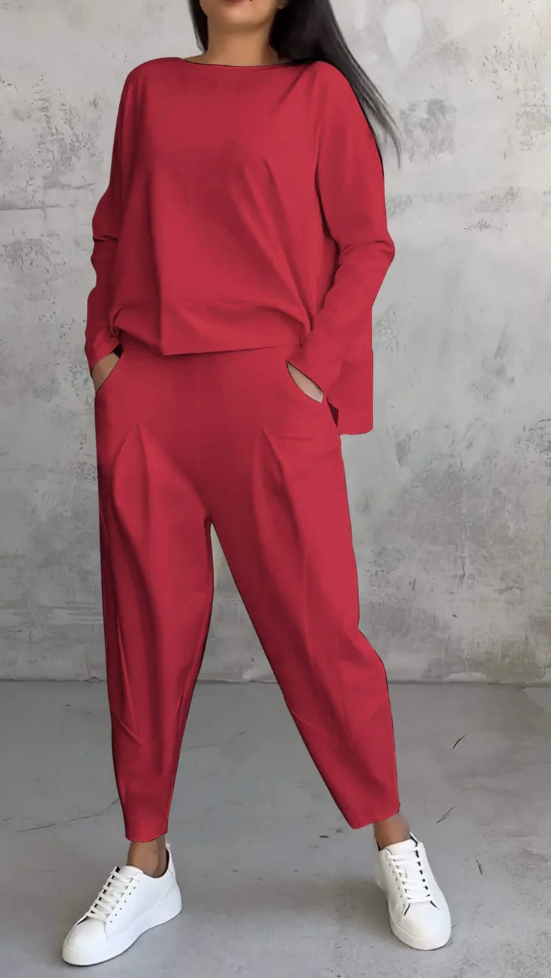 Aurora - Conjunto elegante y casual para mujer con blusa y pantalones cómodos