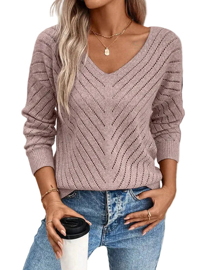 Sofía – Blusa de punto calado ligero con escote en V