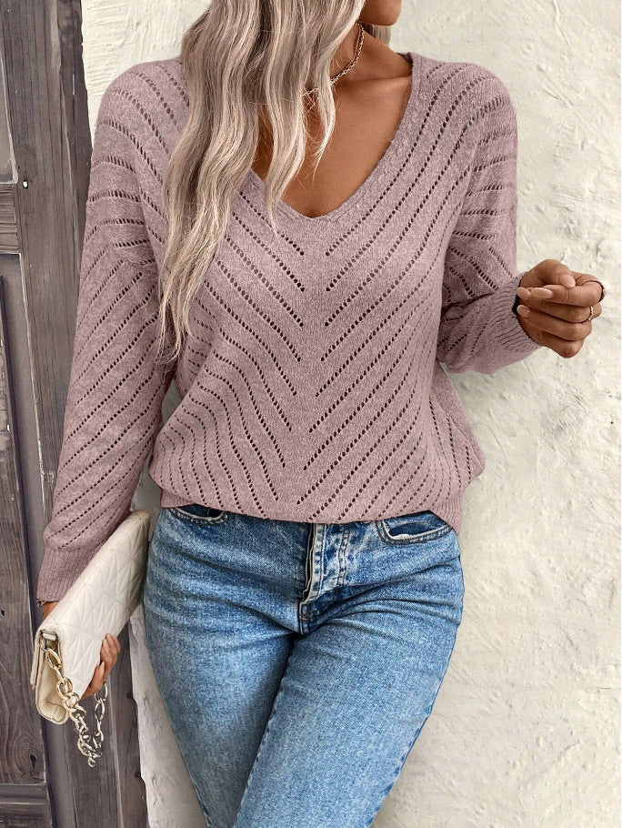 Sofía – Blusa de punto calado ligero con escote en V