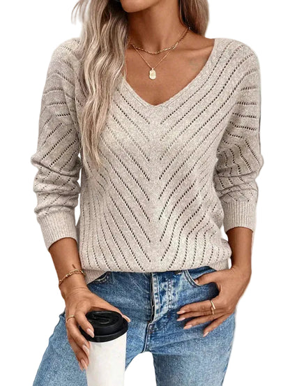 Sofía – Blusa de punto calado ligero con escote en V