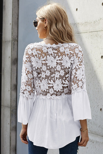 Clara - Blusa con hombros y espalda de encaje ligera y elegante