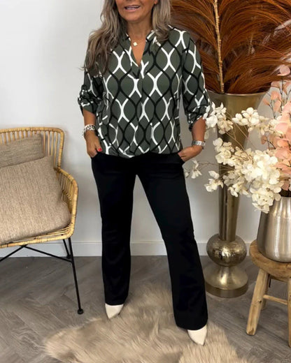 Camila - Blusa elegante con estampado geométrico