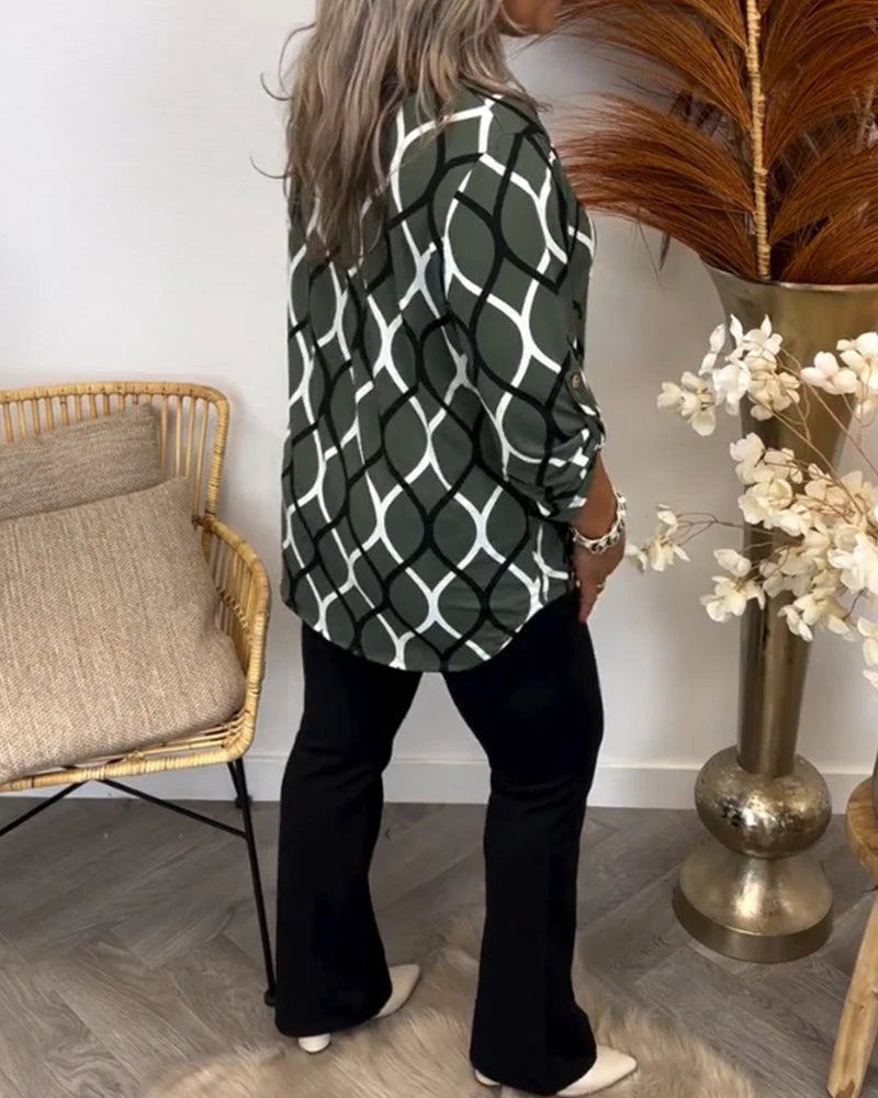 Camila - Blusa elegante con estampado geométrico