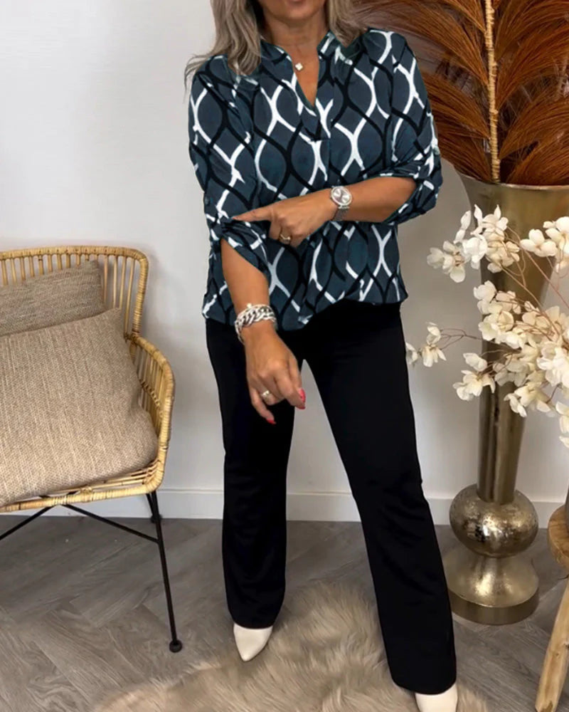 Camila - Blusa elegante con estampado geométrico