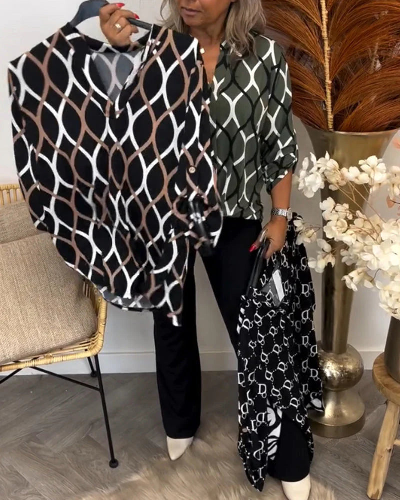 Camila - Blusa elegante con estampado geométrico