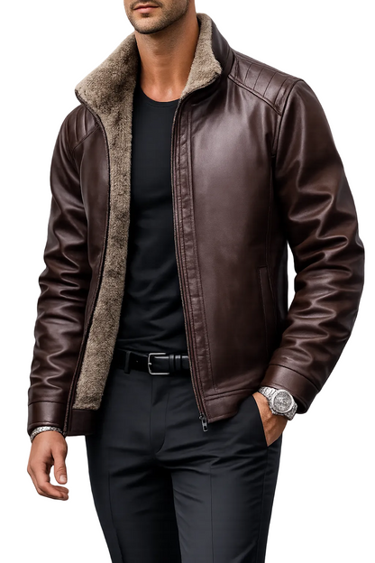 Juan - Chaqueta de cuero - Estilo moderno con interior afelpado