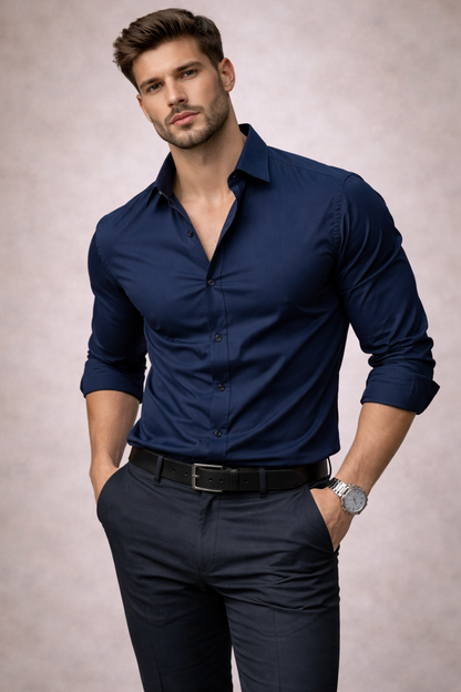 Marco – Camisa elástica de hombre de manga larga