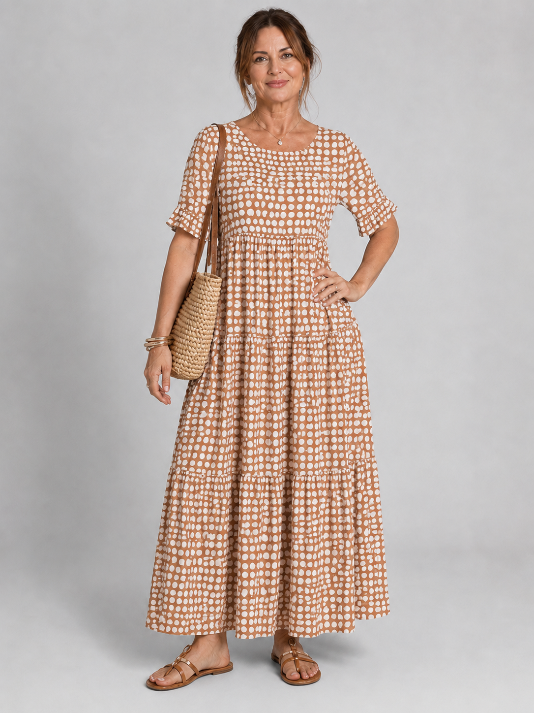 Vestido Midi de Manga Corta