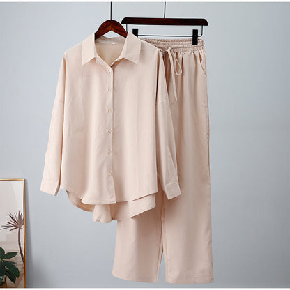 Camila - Conjunto elegante con camisa fluida y pantalón ancho