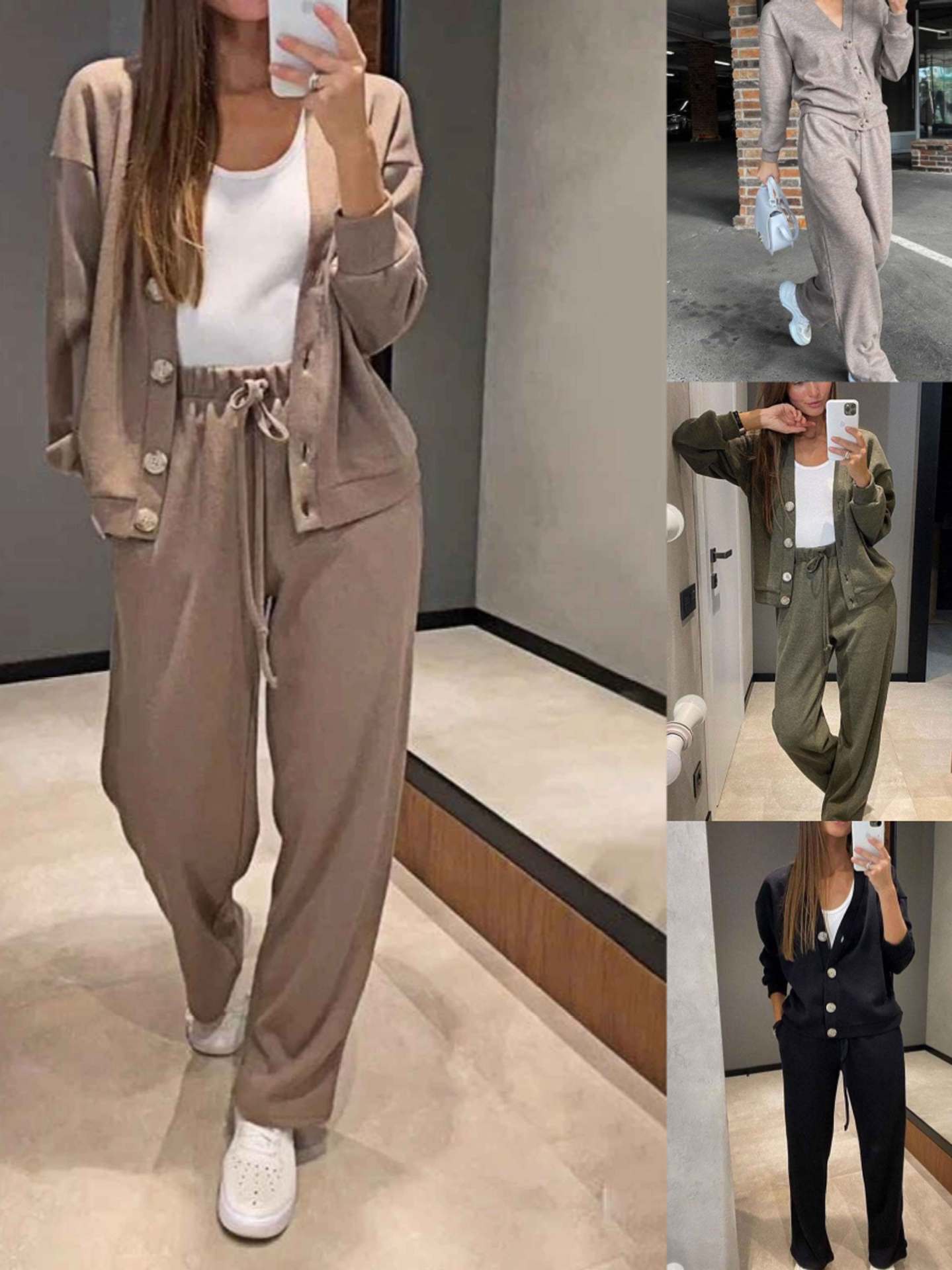 Giulia - Conjunto de punto suave con cárdigan y pantalón