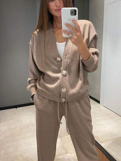 Giulia - Conjunto de punto suave con cárdigan y pantalón
