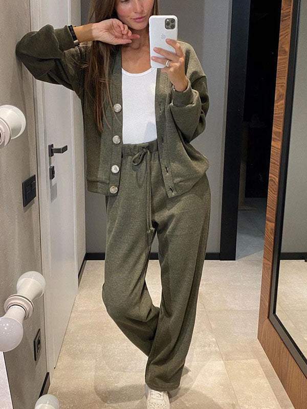 Giulia - Conjunto de punto suave con cárdigan y pantalón