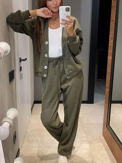 Giulia - Conjunto de punto suave con cárdigan y pantalón